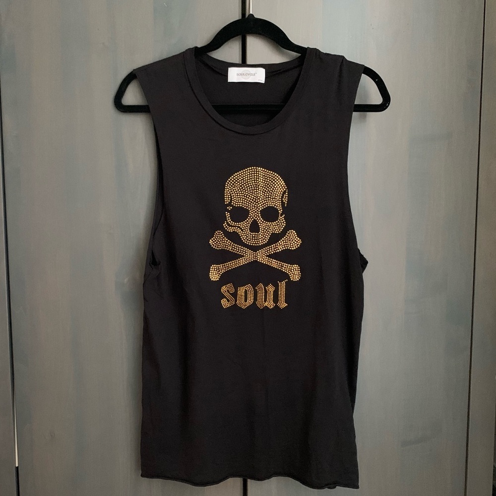SOLD SOULCYCLE | tank top In Black w Gold Skull